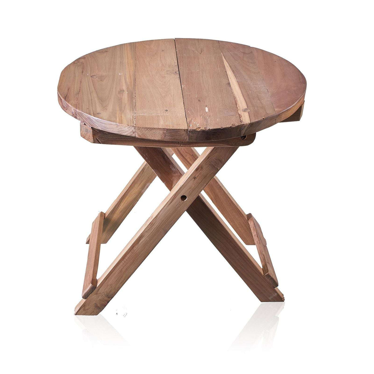 Round Folding Coffee Table - 50cm - Recycled Wood AW-Dropship
