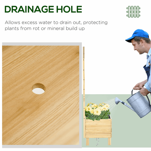 Outsunny Wooden Garden Planters with Trellis for Vine Climbing Plants, Natural Outsunny