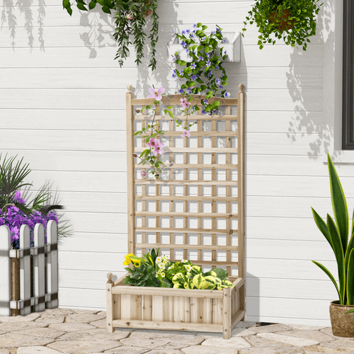 Outsunny Raised Garden Bed with Trellis Garden Planters Outsunny