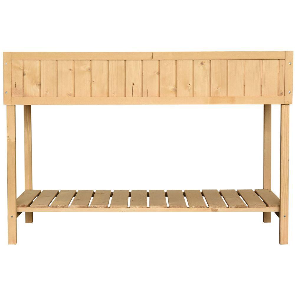 Fir Wood Raised Rectangular 8 Compartment Plant Stand Oak Tone Outsunny