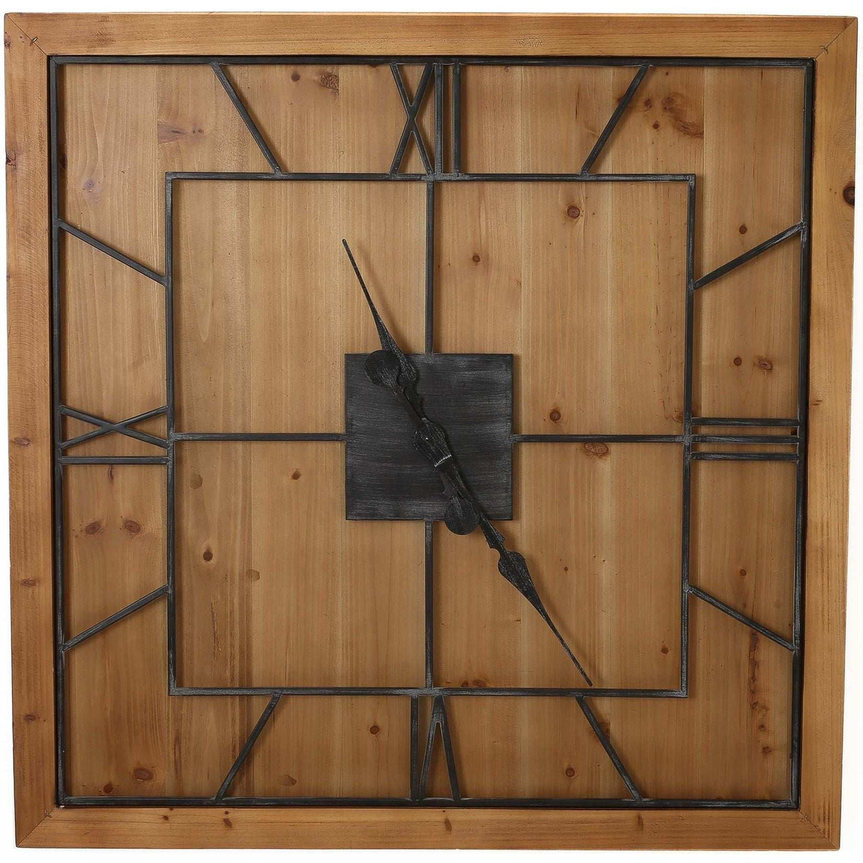 Shades 4 Seasons Wooden Wall Clock with Metal Roman Numerals BROWN METAL Shades 4 Seasons