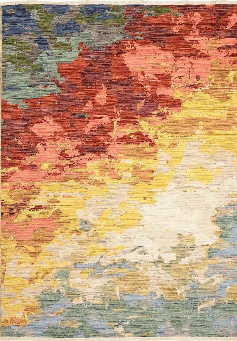 Vibrant Multicoloured Wool Blend Rug with Abstract Design for Modern Interiors