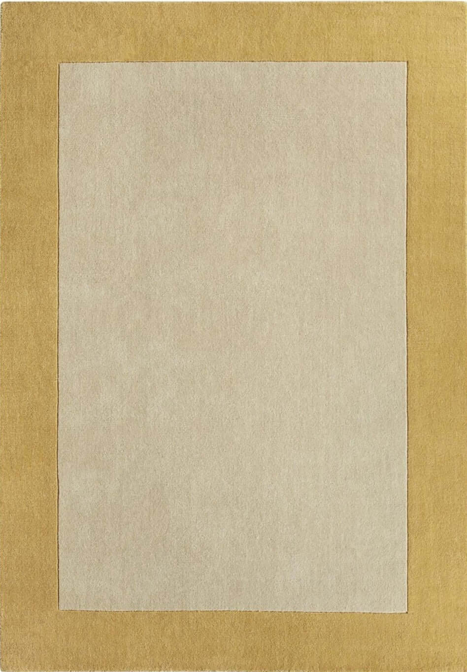 Elegant Wool Rug in a neutral colour with a contrasting golden border for stylish interiors