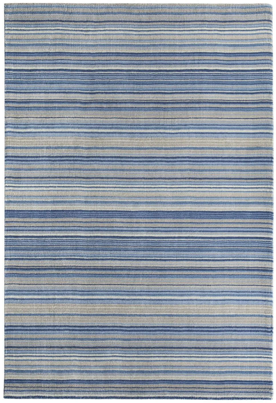 Soft blue and beige striped Wool Rug for adding warmth to any living space