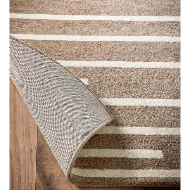 Soft Wool Rug with Beige and White Stripes, Ideal for Adding Warmth to Any Room