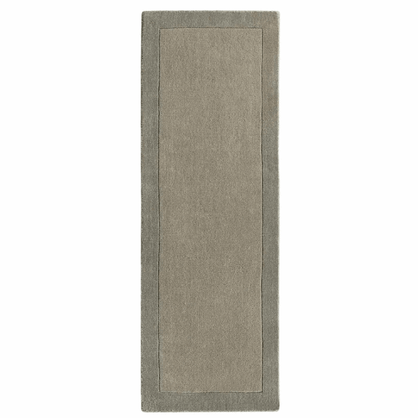 Grey Wool Rug with a Simple Border, Ideal for Hallways and Living Spaces