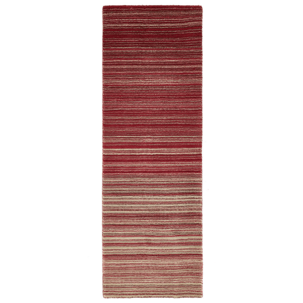 The Rugs Wool Rug with a Striped Design in Red and Beige for Modern Interiors