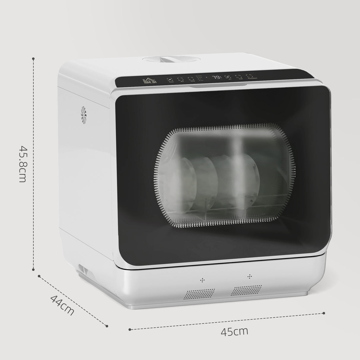 HOMCOM Worktop Dishwasher With 4 Place Settings 6 Programs, Silver Tone HOMCOM