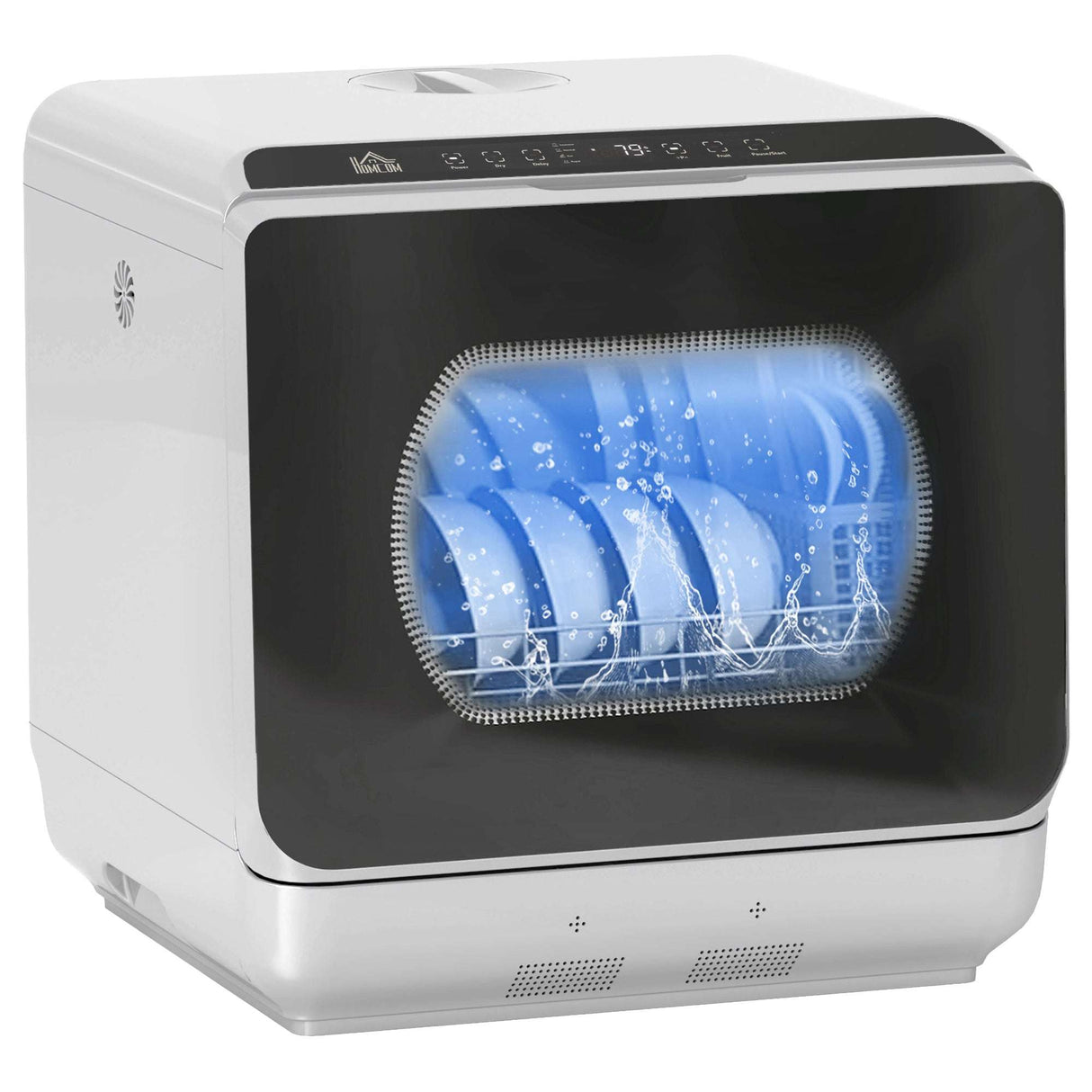 HOMCOM Worktop Dishwasher With 4 Place Settings 6 Programs, Silver Tone HOMCOM