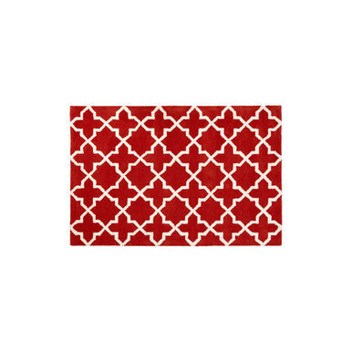 Orsina Woven Rug in Red with White Geometric Pattern for Stylish Home Decor