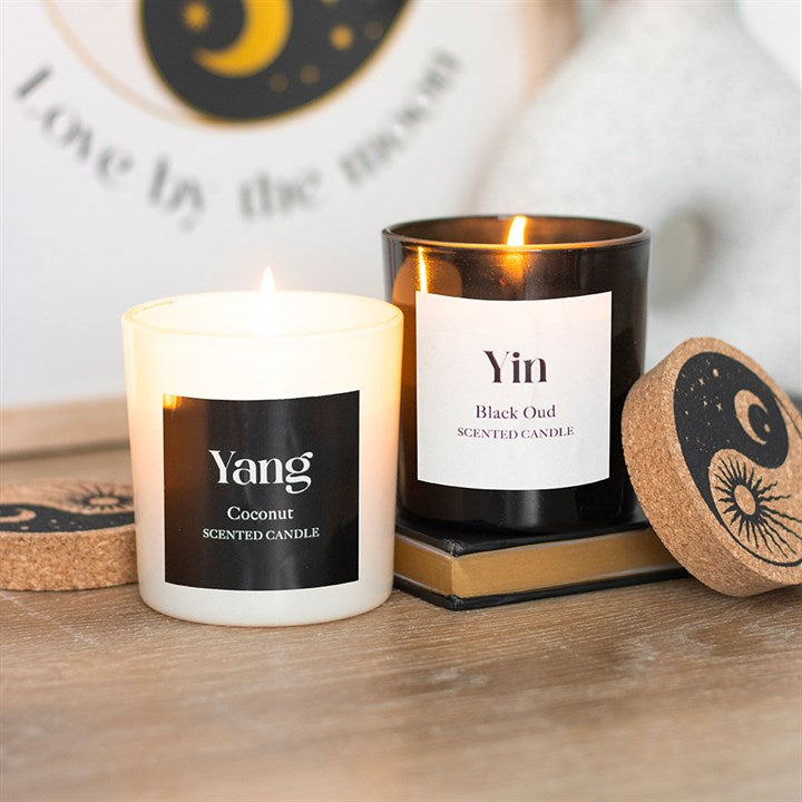 Set of 2 Yin Yang Black Oud and Coconut Candles N/A
