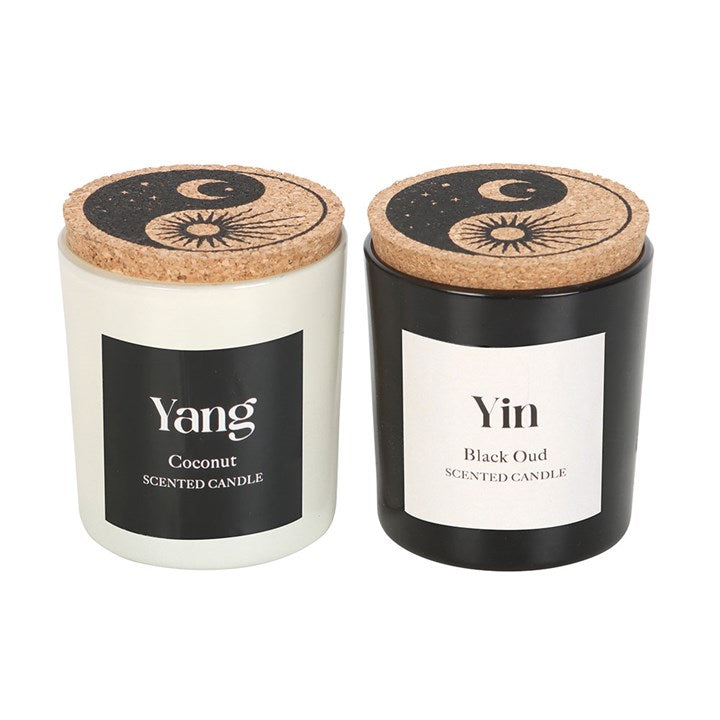 Set of 2 Yin Yang Black Oud and Coconut Candles N/A