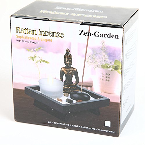 Zen Garden Buddha Ornament Set with Incense Holder and Candle for Relaxation and Home Decor