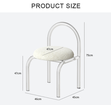 Le Di Vita Dressing Table Chair with a soft seat and sleek chrome frame for modern interiors