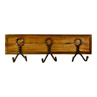 3 Piece Double Metal Hooks On Wooden Base - Shades 4 Seasons