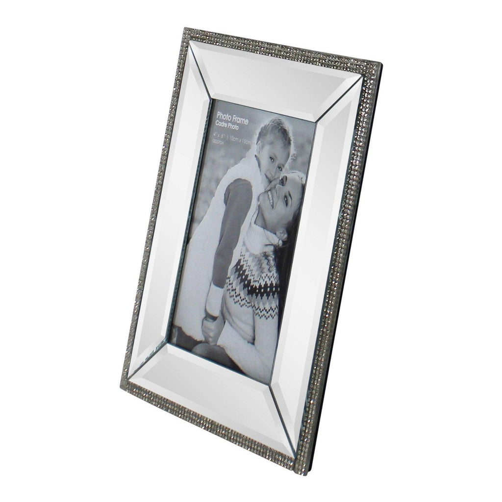 4 x 6 Mirrored Freestanding Photo Frame With Crystal Detail - Shades 4 Seasons