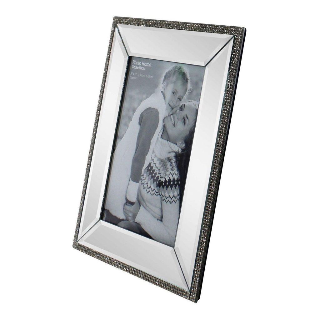 5 x 7 Mirrored Freestanding Photo Frame With Crystal Detail - Shades 4 Seasons