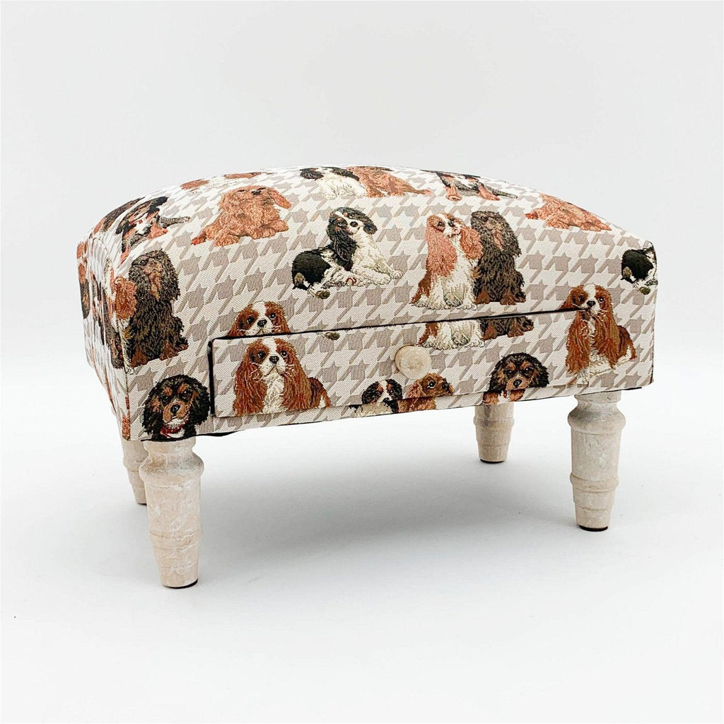 Dog Fabric Footstool with Drawer - Shades 4 Seasons