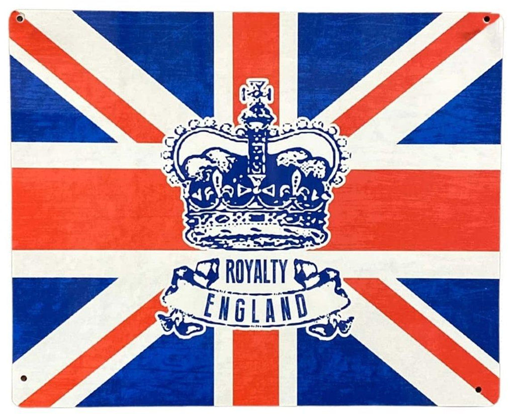Metal Advertising Wall Sign - Grunge British With Crown - Shades 4 Seasons