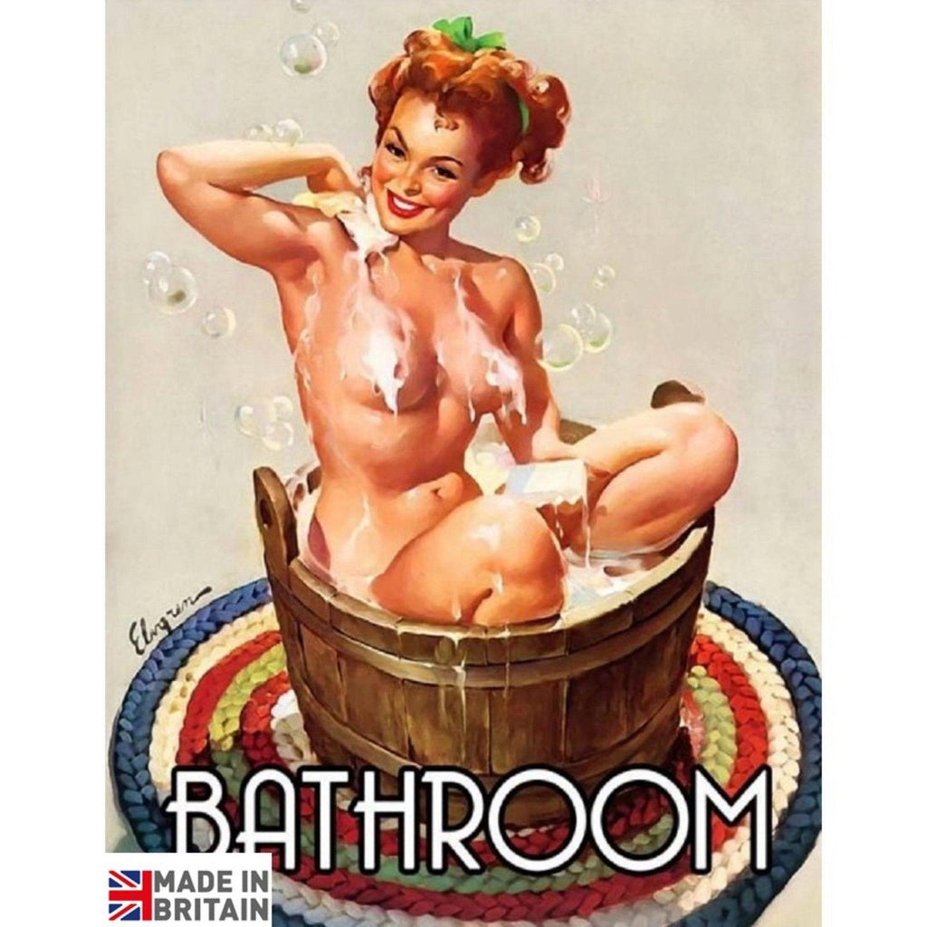 Small Metal Sign 45 x 37.5cm Vintage Retro Bathroom - Shades 4 Seasons