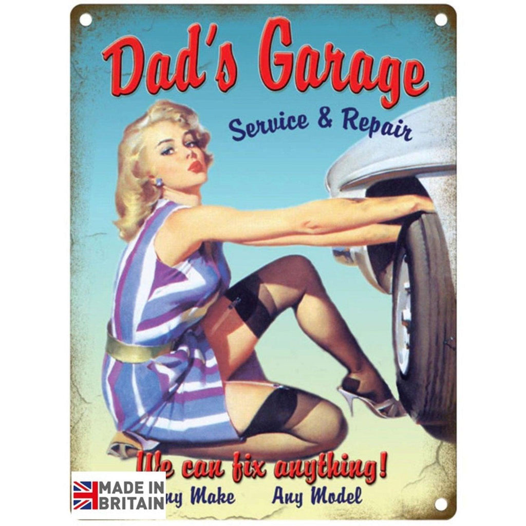 Large Metal Sign 60 x 49.5cm Vintage Retro Dad's Garage - Shades 4 Seasons