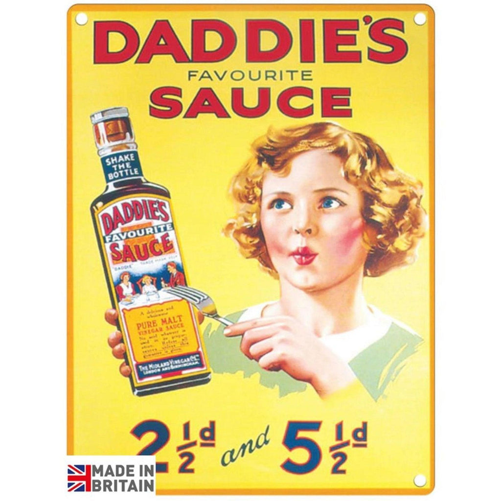 Small Metal Sign 45 x 37.5cm Vintage Retro Daddie's Sauce - Shades 4 Seasons