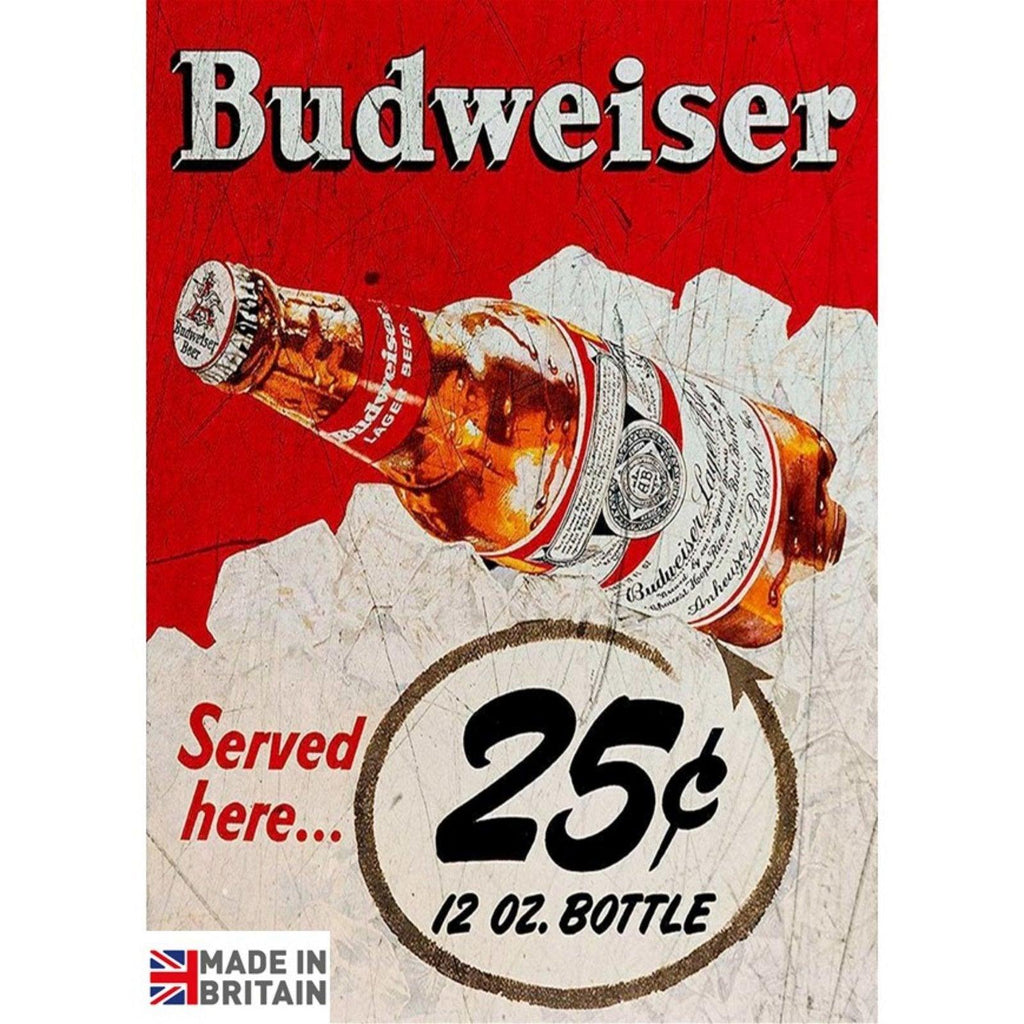Large Metal Sign 60 x 49.5cm Budweiser Beer - Shades 4 Seasons
