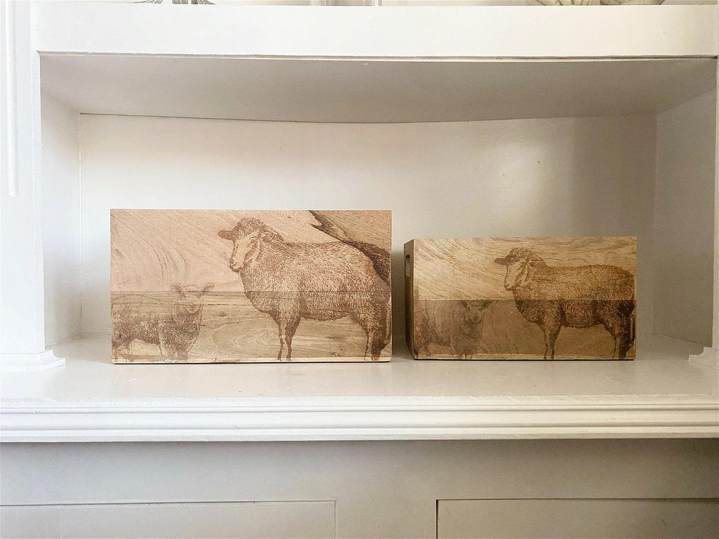 Set Of Two Engraved Sheep Crates - Shades 4 Seasons