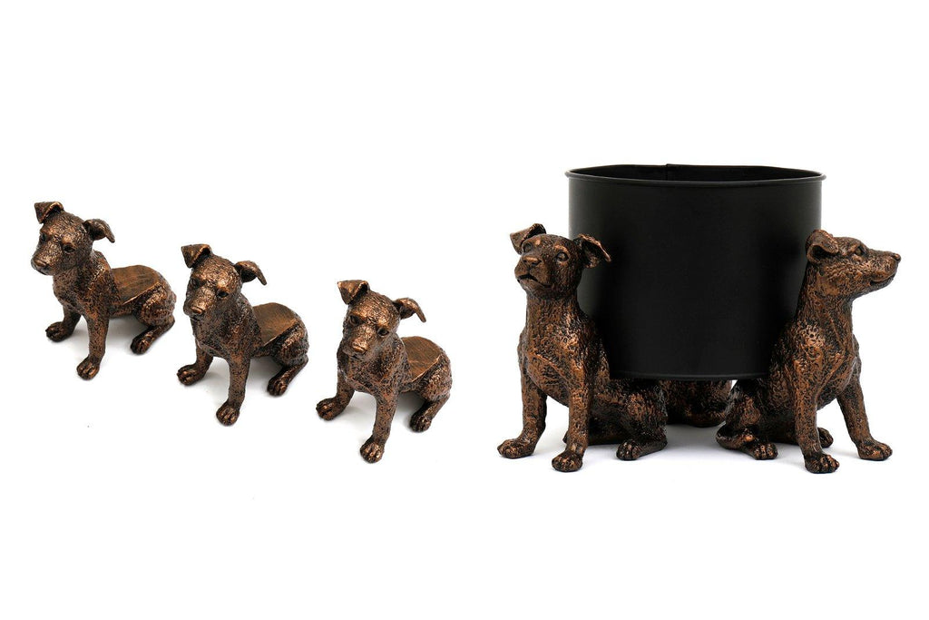 Set of Three Bronze Dog Pot Risers - Shades 4 Seasons