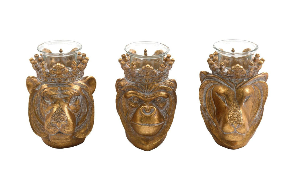 Set of 3 13cm Animal Head Candle Holder - Shades 4 Seasons
