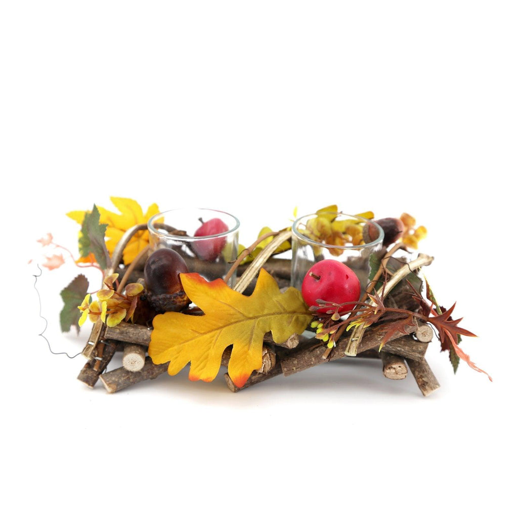 Wood And Fauna Double Tea light Holder - Shades 4 Seasons