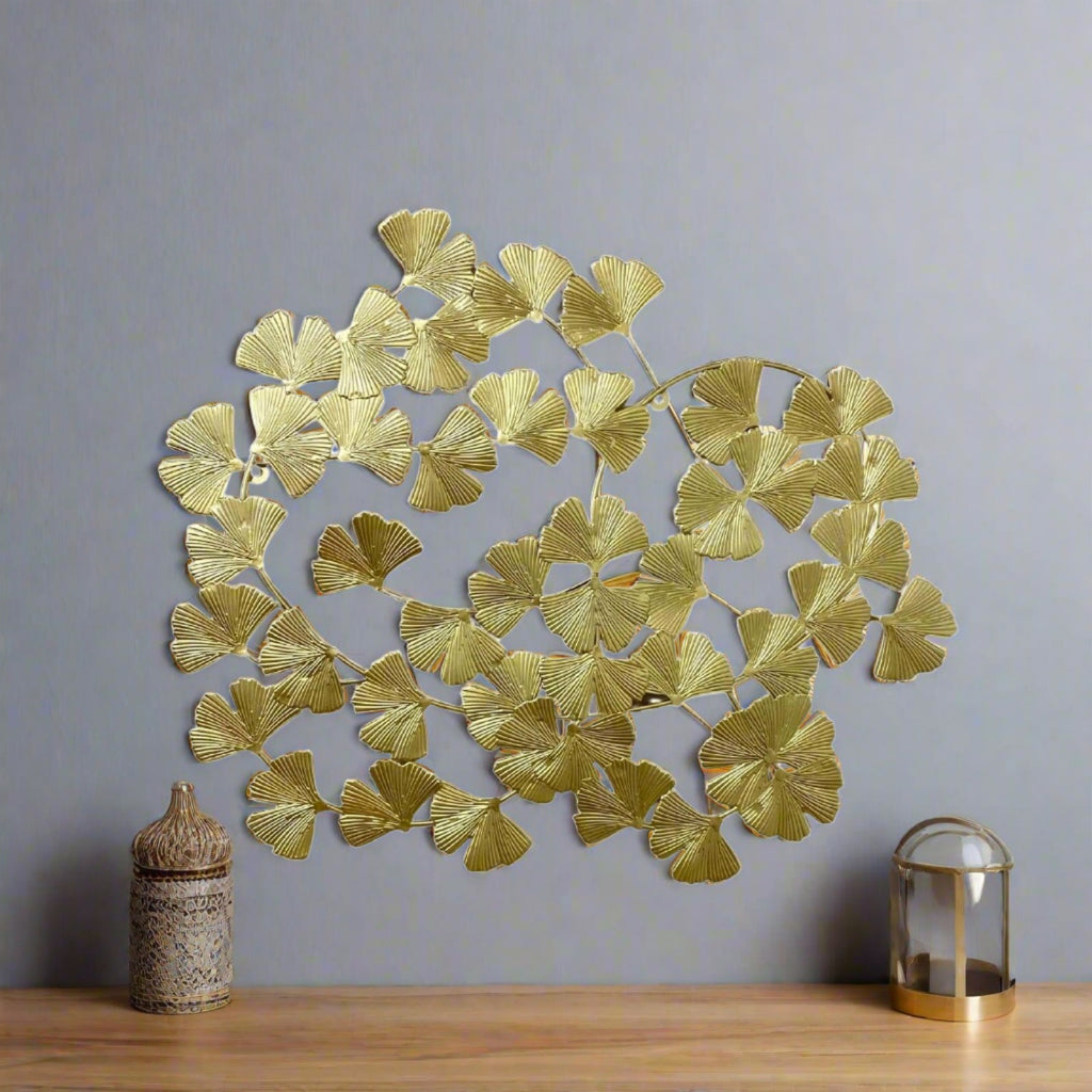 Gold Metal Lotus Leaf Wall Art 50cm - Shades 4 Seasons