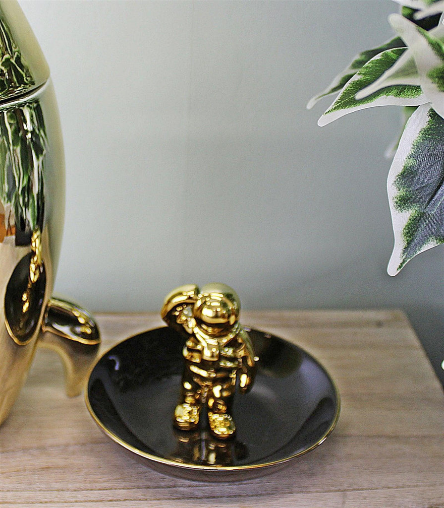 Black & Gold Ceramic Spaceman Trinket Dish - Shades 4 Seasons