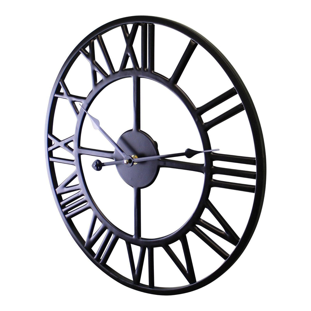 Black Metal Roman Numeral Wall Clock 39cm - Shades 4 Seasons