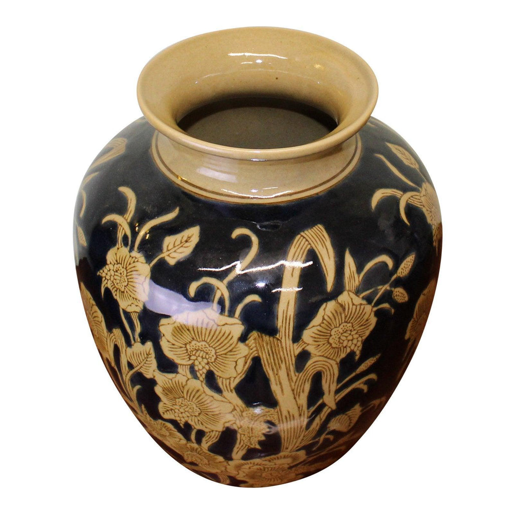 Ceramic Embossed Vase, Regal Design 25cm - Shades 4 Seasons
