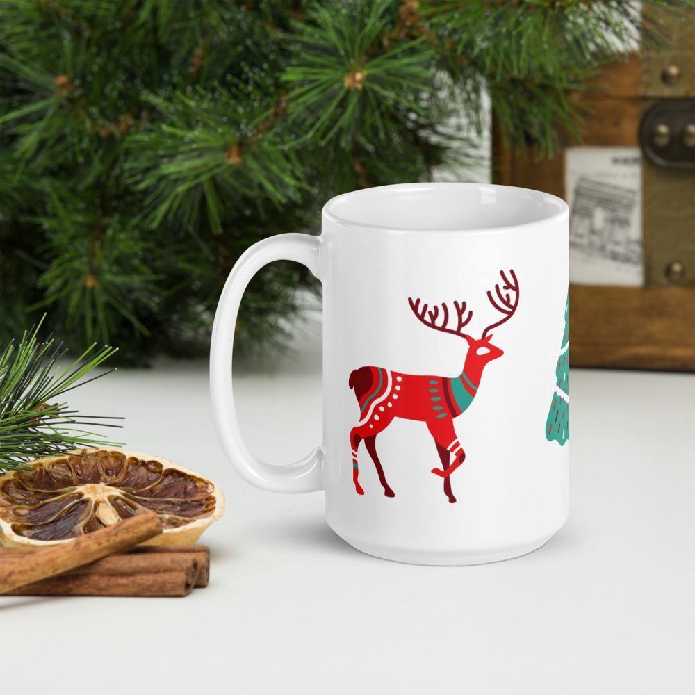 Shades 4 Seasons Christmas Mug with Festive Reindeer Design 15oz Shades 4 Seasons