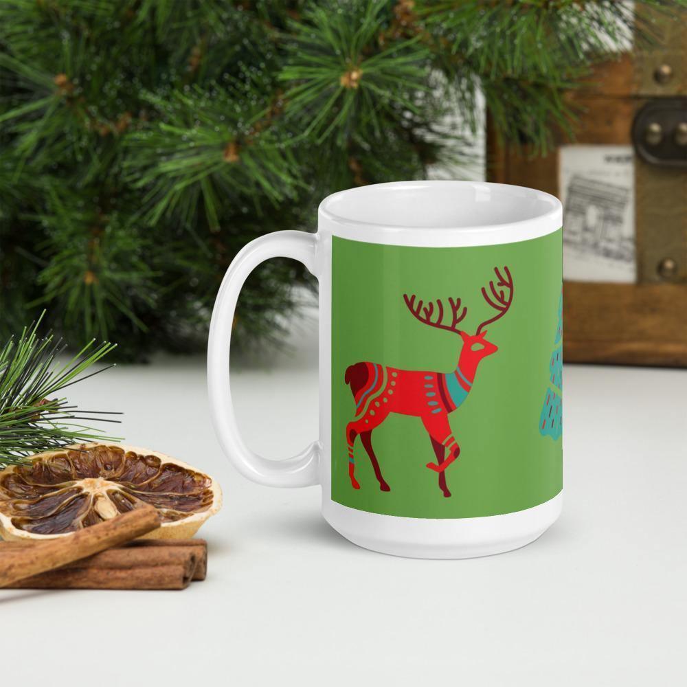 Shades 4 Seasons Christmas Mug with Festive Reindeer Design 15oz Shades 4 Seasons
