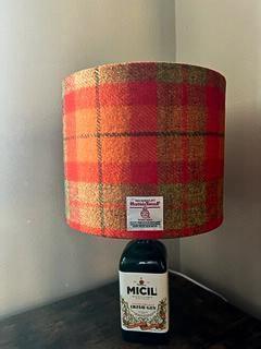 Harris Tweed Drum Lampshade in Light and Dark Orange Check Shades 4 Seasons