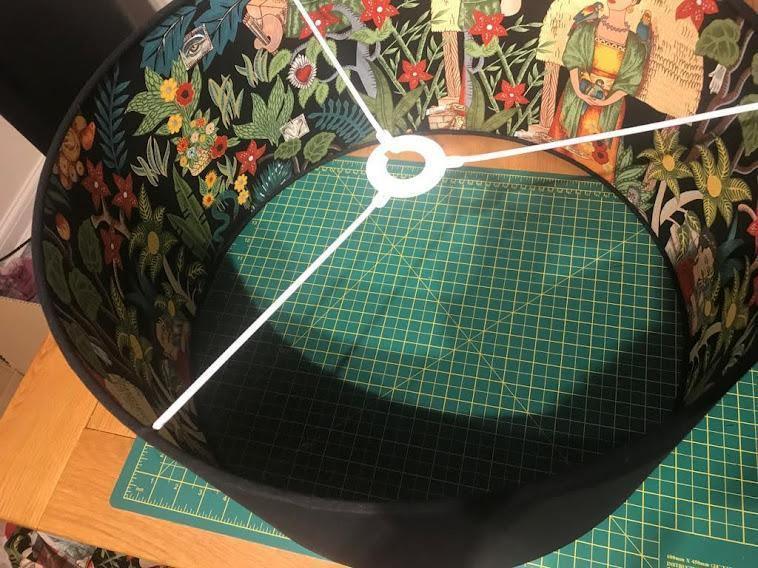 Double sided Black and Frida Kahlo fabric lampshade 50cm diameter Shades 4 Seasons