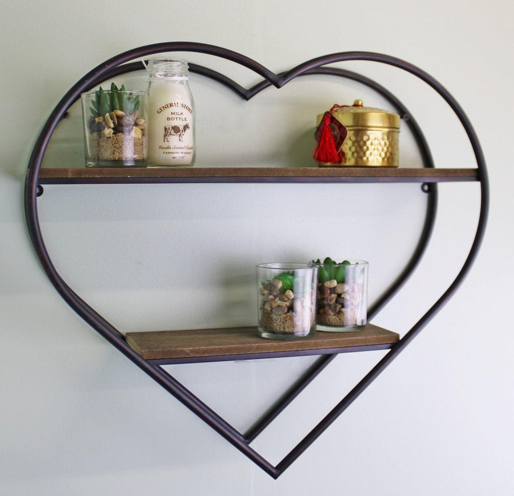 Heart Shaped Metal & Wood Shelf Unit - Shades 4 Seasons