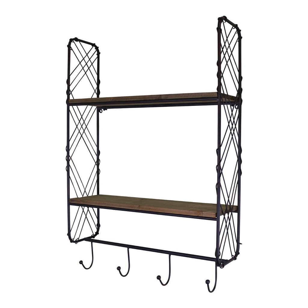 Industrial Style Wall Shelving Unit With Coat Hooks - Shades 4 Seasons