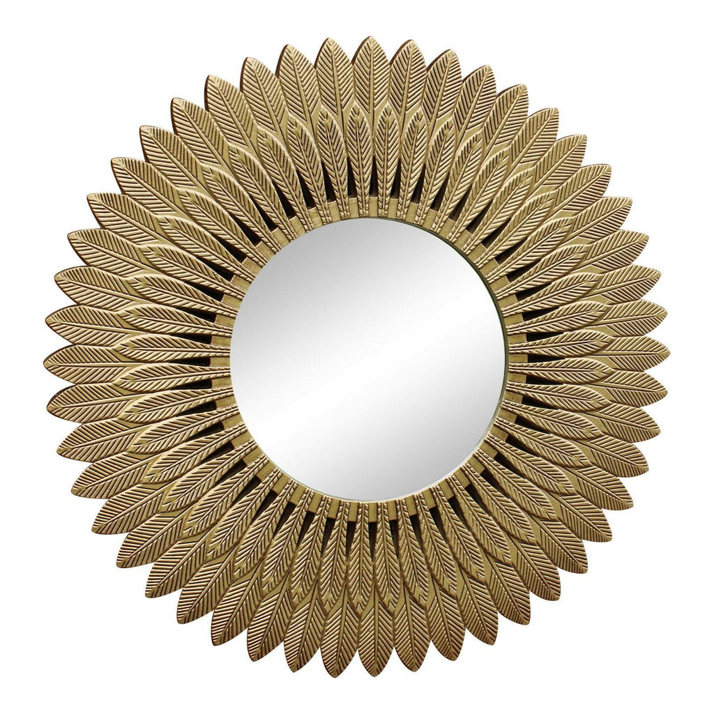 Large Gold Feather Design Mirror - Shades 4 Seasons