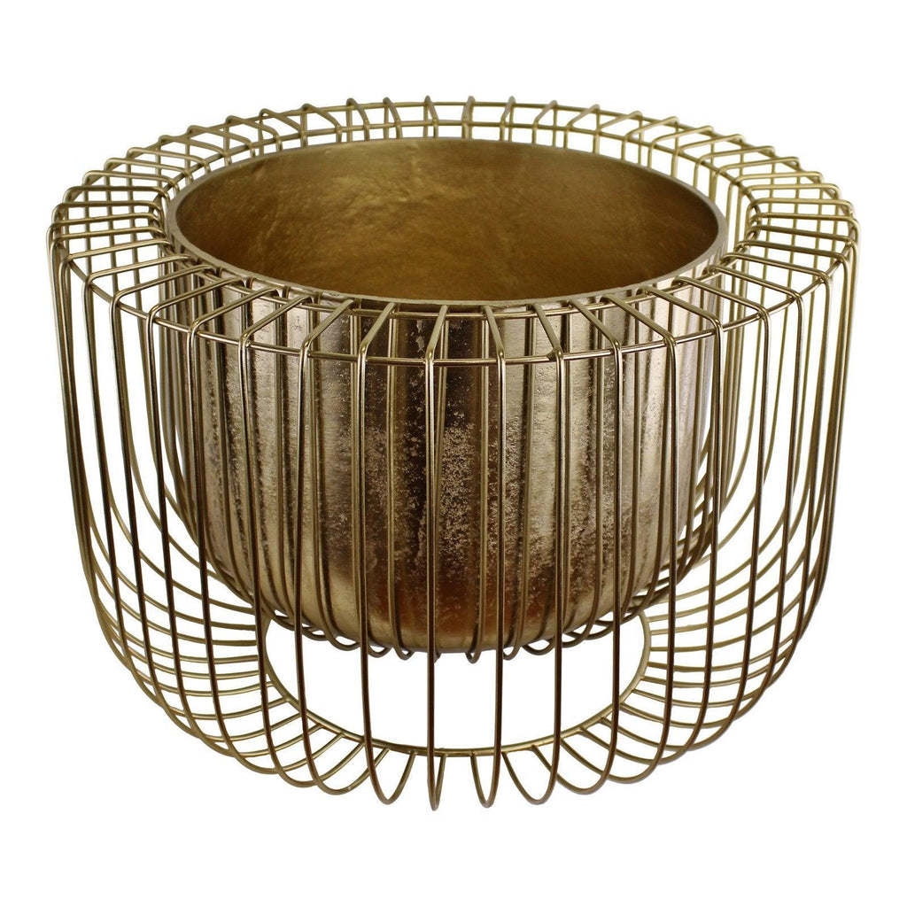 Large Gold Metal Wire Planter or Bowl - Shades 4 Seasons