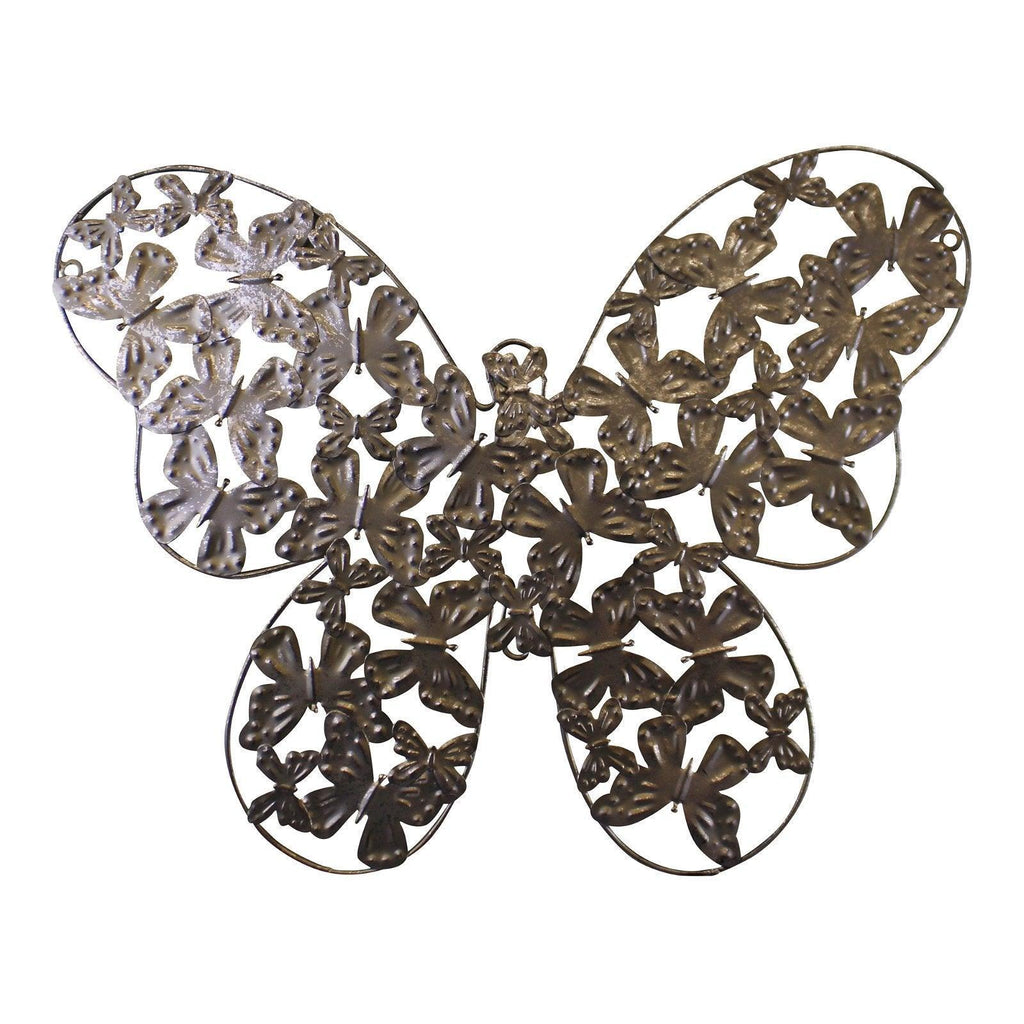 Large Silver Metal Butterfly Design Wall Decor - Shades 4 Seasons