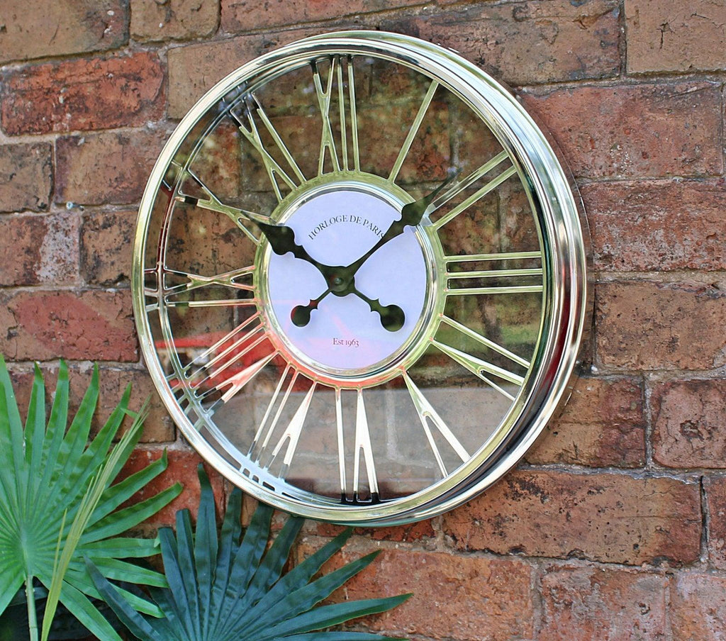 Large Silver Wall Clock 45cm - Shades 4 Seasons