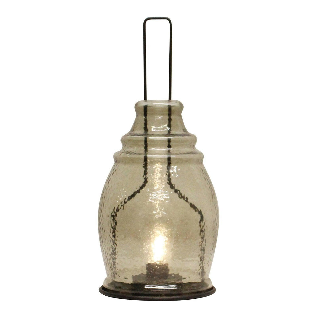 LED Glass Lantern, Grey & Black, 35x15cm. - Shades 4 Seasons