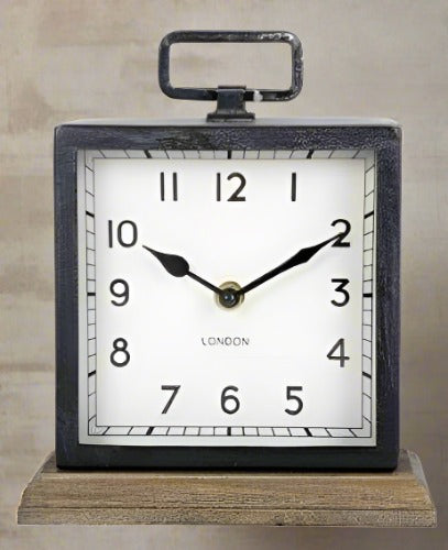 Metal Clock with Wooden Base - Shades 4 Seasons