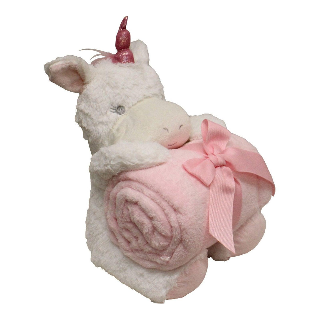 New Baby White Unicorn Teddy & Pink Throw - Shades 4 Seasons