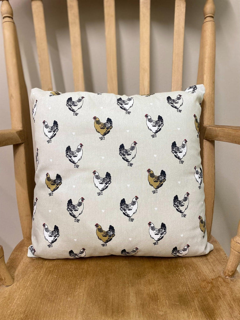 Scatter Cushion With A Chicken Print Design - Shades 4 Seasons