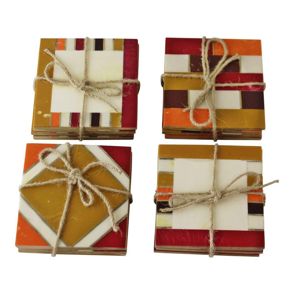Set Of 4 Moroccan Inspired, Geometric Patterned Coasters - Shades 4 Seasons